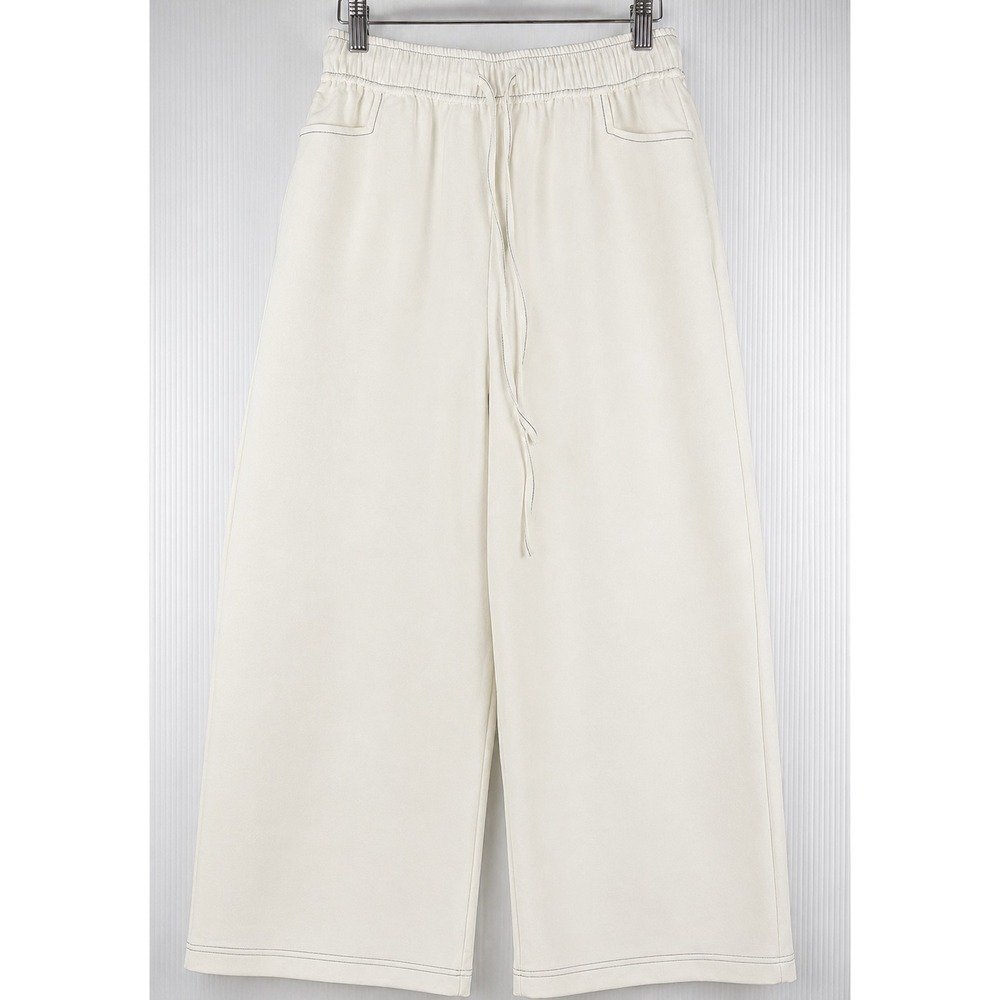 ASOS Design Women's Wide Leg Pull On Pants Cream Casual Lounge Minimalist US 6